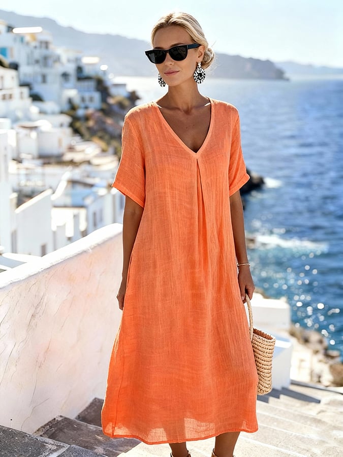 Women'S Casual Solid Color  Dress