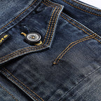 Washed And Worn Denim Straight Loose Fitting Suit Jumpsuit