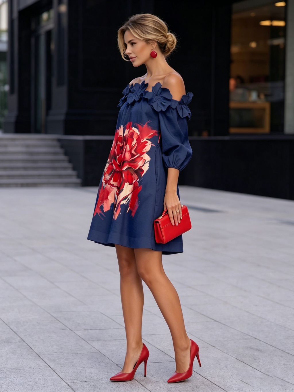 Stylish Blooming Floral A-line Mini Dress