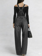 Women's Casual Loose Denim Overalls Wide-leg Jumpsuit