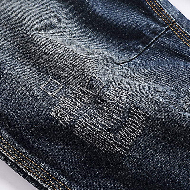 Washed And Worn Denim Straight Loose Fitting Suit Jumpsuit