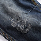 Washed And Worn Denim Straight Loose Fitting Suit Jumpsuit