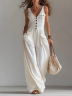 Women's Casual Jumpsuit With Wide-leg Pants