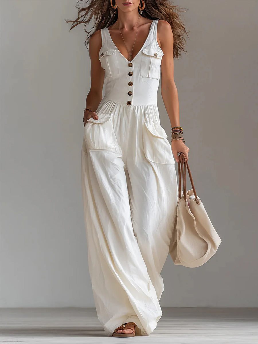 Women's Casual Jumpsuit With Wide-leg Pants