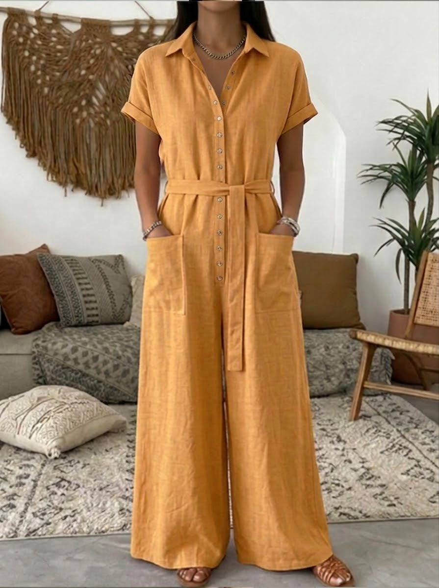 Casual Linen And Cotton Jumpsuits