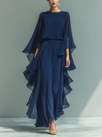 Elegant & Flowy Ruffled Shirt And Wide-leg Pants Two-piece Set