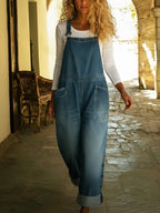 Women's Casual Denim Overalls Jumpsuit