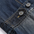Washed And Worn Denim Straight Loose Fitting Suit Jumpsuit