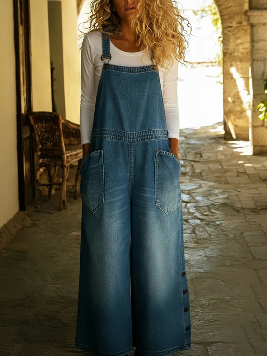 Women's Casual Denim Overalls Jumpsuit