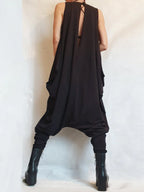 Fashion Plain Sleeveless Asymmetrical Harem Pants Tank Jumpsuit
