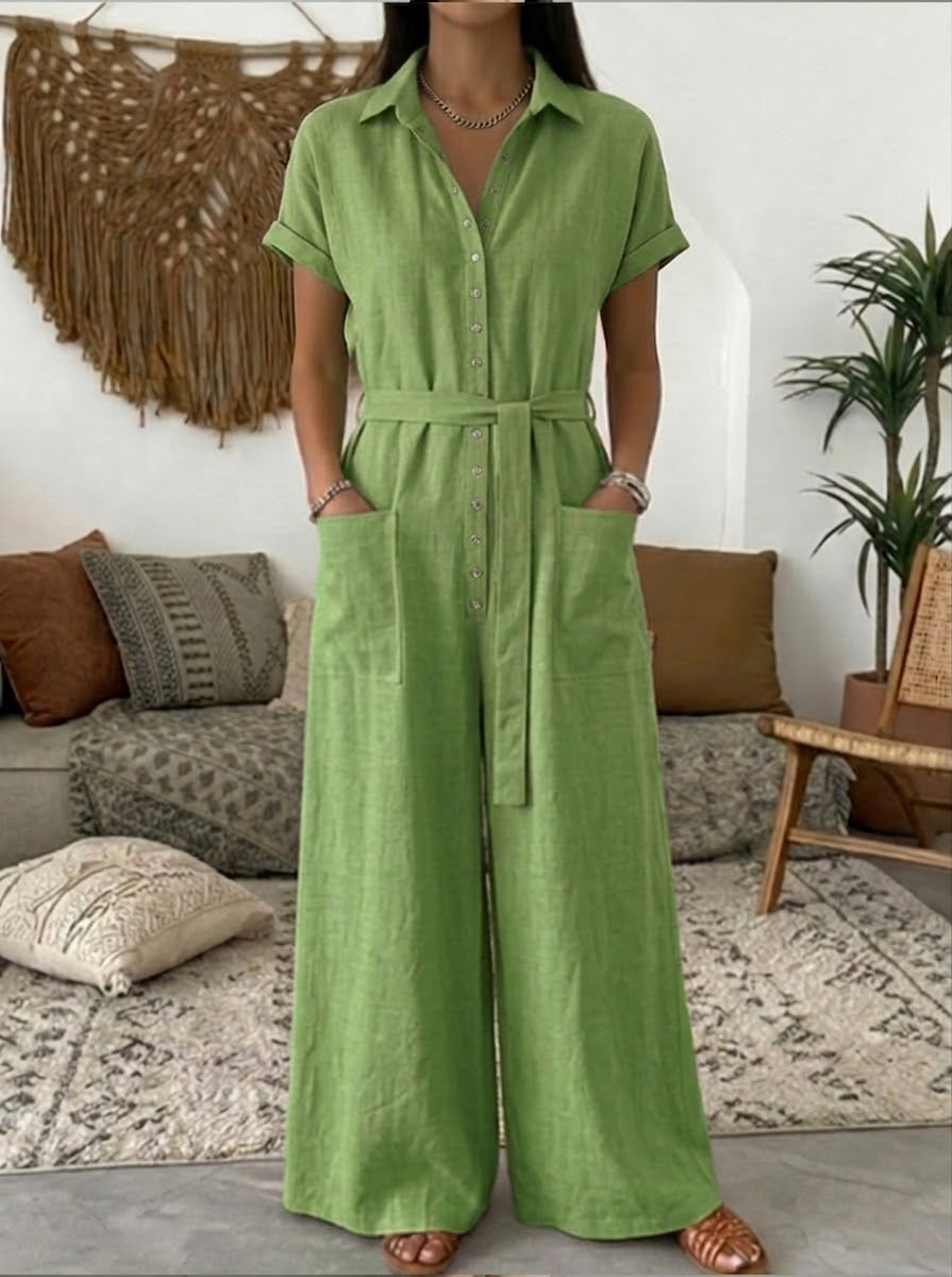Casual Linen And Cotton Jumpsuits