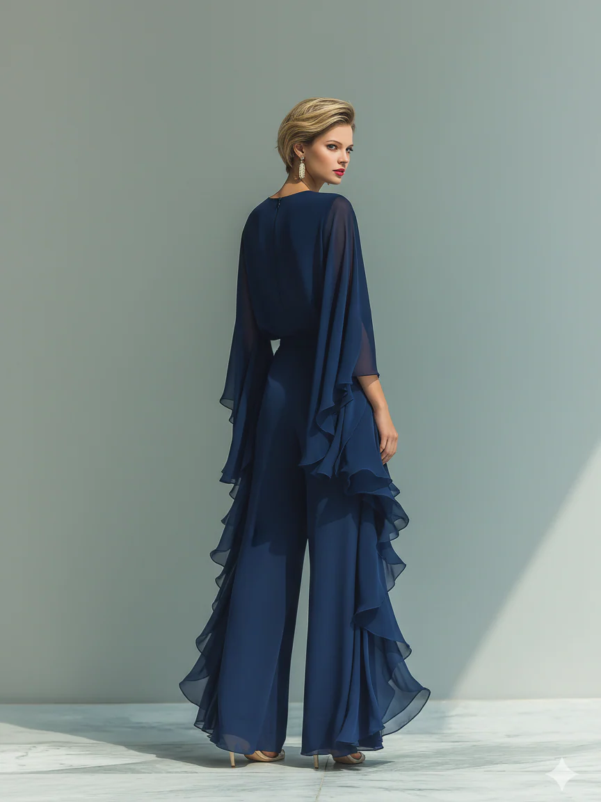 Elegant & Flowy Ruffled Shirt And Wide-leg Pants Two-piece Set