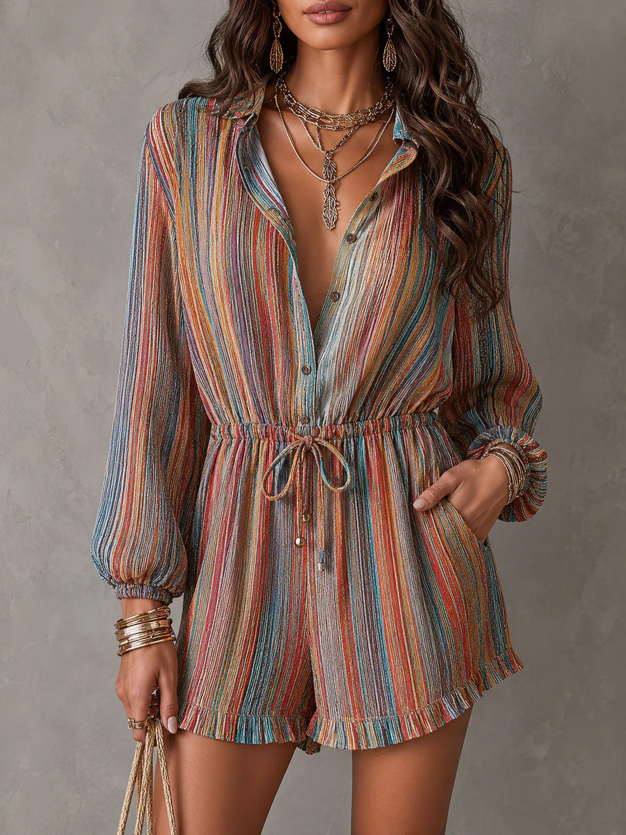 Women's Colorful Striped Bohemian Style Jumpsuit