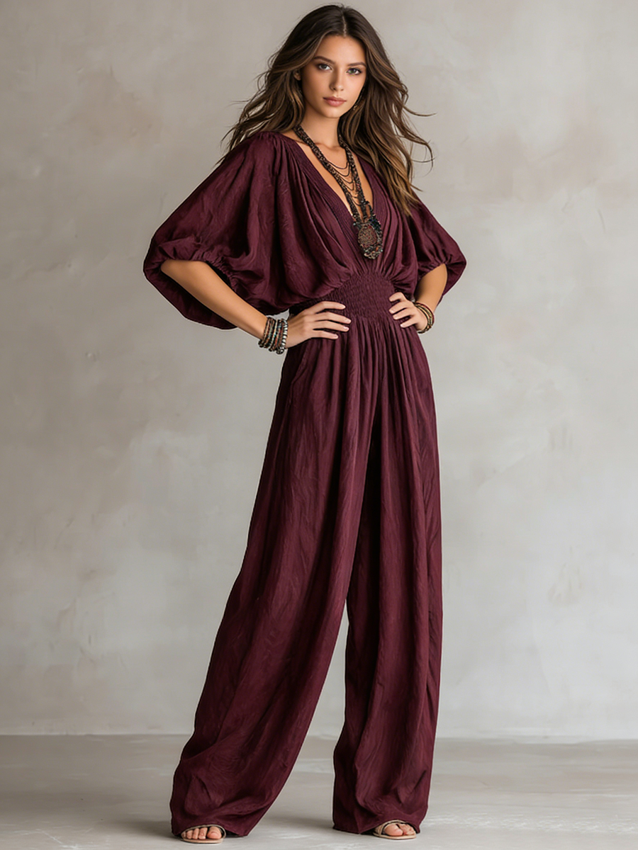 Casual Loose-fit Batwing Jumpsuit