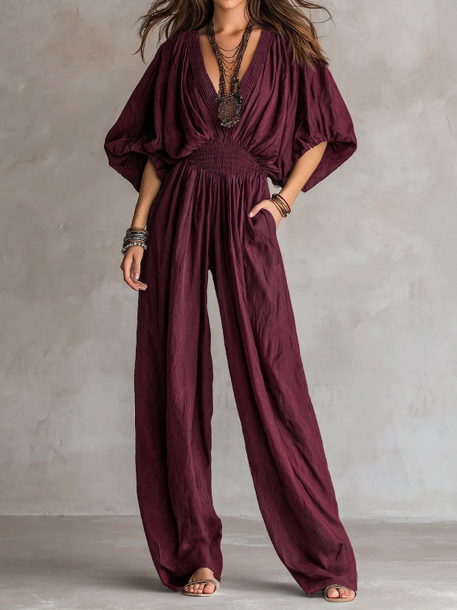 Casual Loose-fit Batwing Jumpsuit