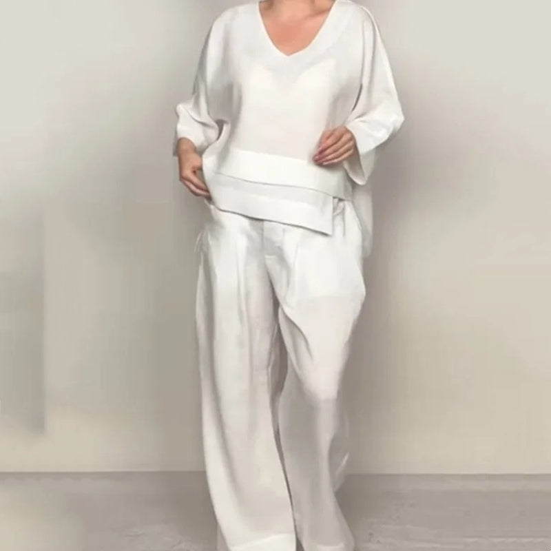 Cotton Linen Short Sleeve Casual 2-Piece Set