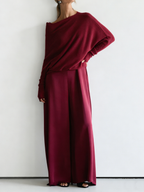 Minimalist Cozy Irregular Sweater And Jumpsuit Set