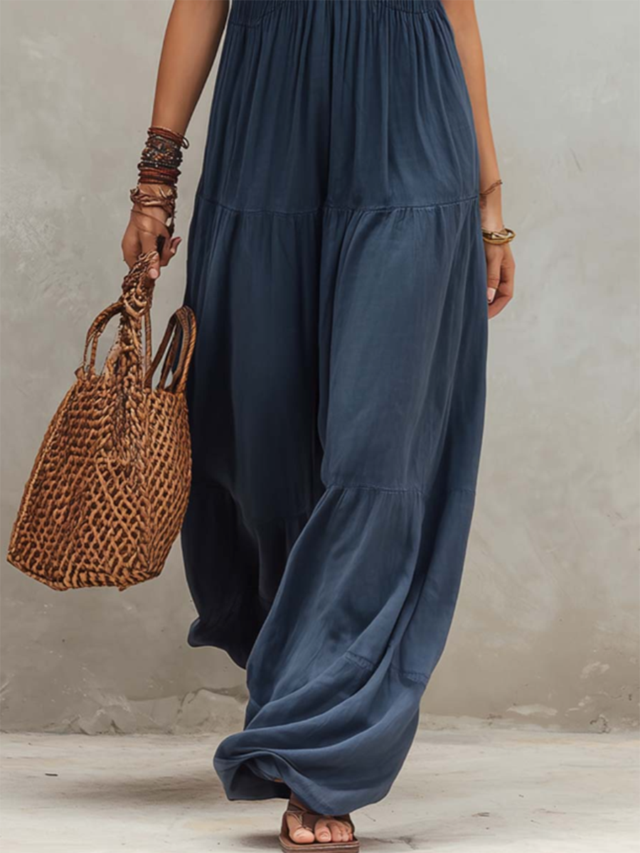 Sexy Ruffled Deep V-neck Jumpsuit