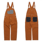 American Style Patchwork Striped Loose Vintage Wide Leg Bib Overalls