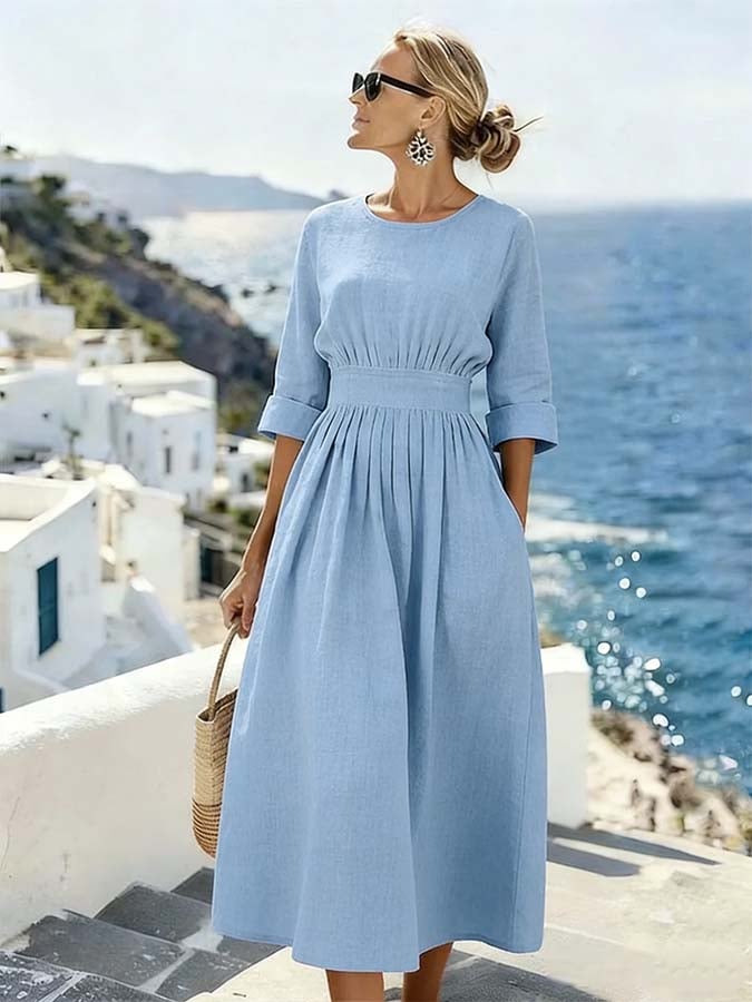Women'S Casual Solid Color  Dress