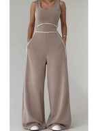 Casual And Cozy Cotton Zip-up Jacket And Jumpsuit Two-piece Set