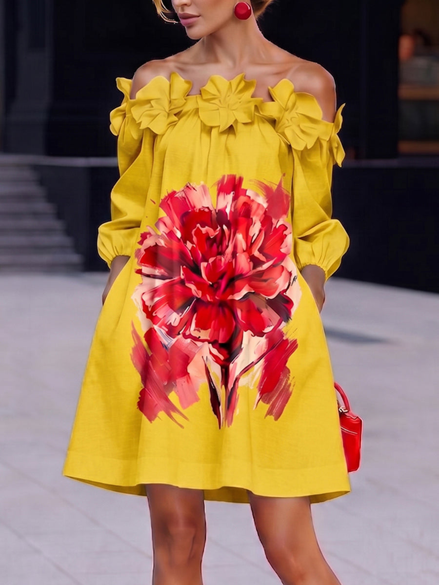 Stylish Blooming Floral A-line Mini Dress