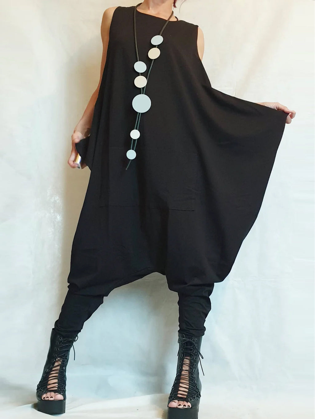 Fashion Plain Sleeveless Asymmetrical Harem Pants Tank Jumpsuit