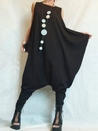 Fashion Plain Sleeveless Asymmetrical Harem Pants Tank Jumpsuit