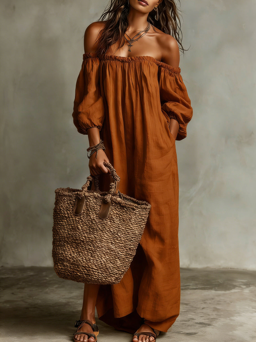 Women's Minimalist Casual Off-shoulder Dress