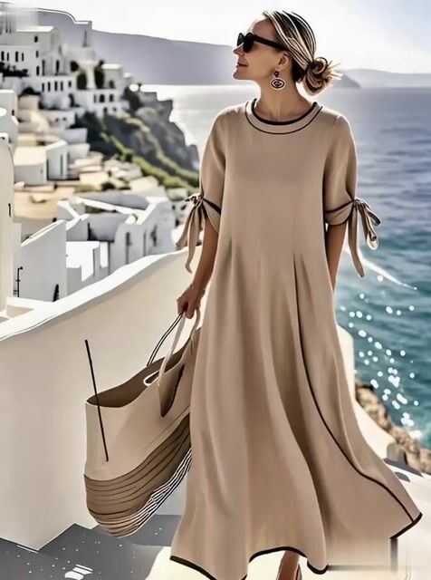 Women'S Loose Striped Knot Dress
