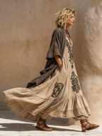 Boho Retro Loose Linen Cotton Two-piece Se