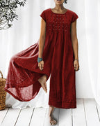 Solid Relaxed Loose Pleated Linen Jumpsuit