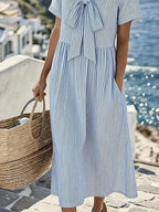 Women's Casual V-neck Striped Resort Dress