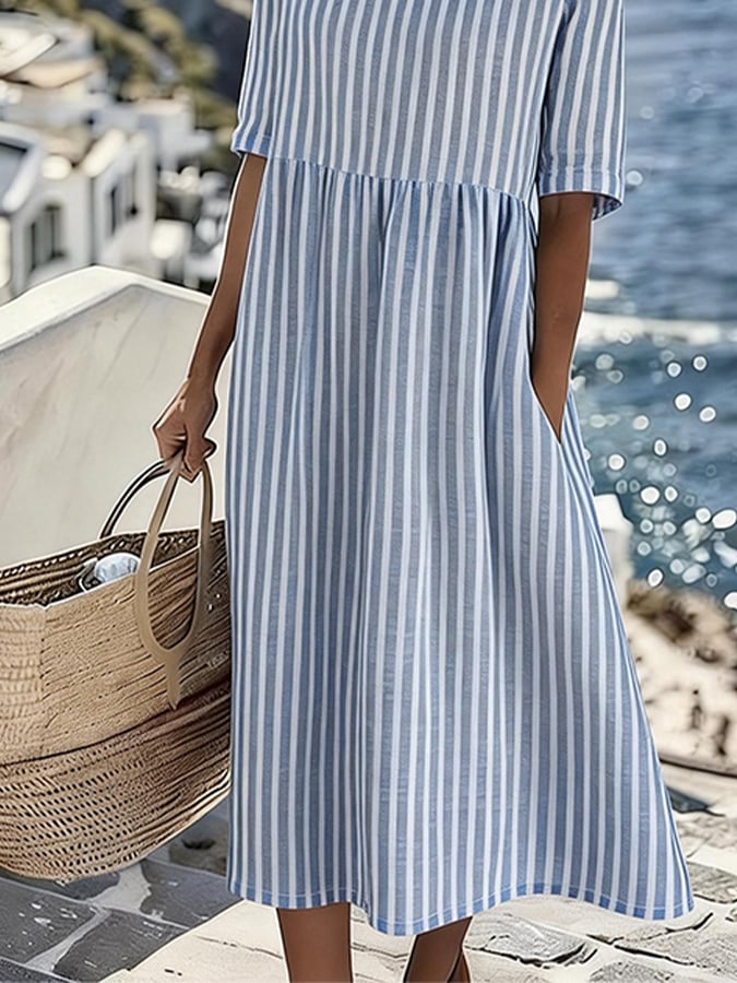 Women'S Vacation Round Neck Short Sleeve Printed Dress