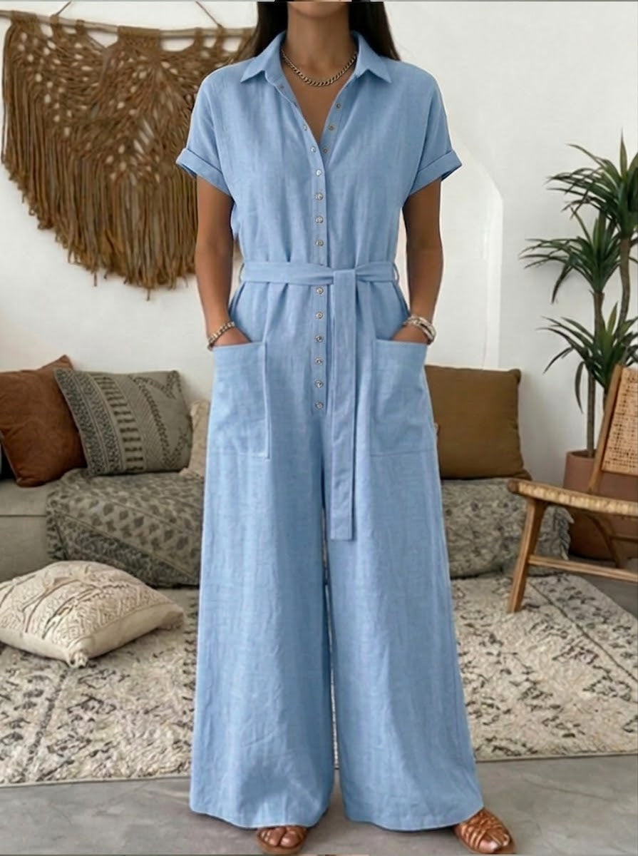 Casual Linen And Cotton Jumpsuits