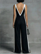 Patchwork Linen And Cotton Sleeveless Jumpsuit