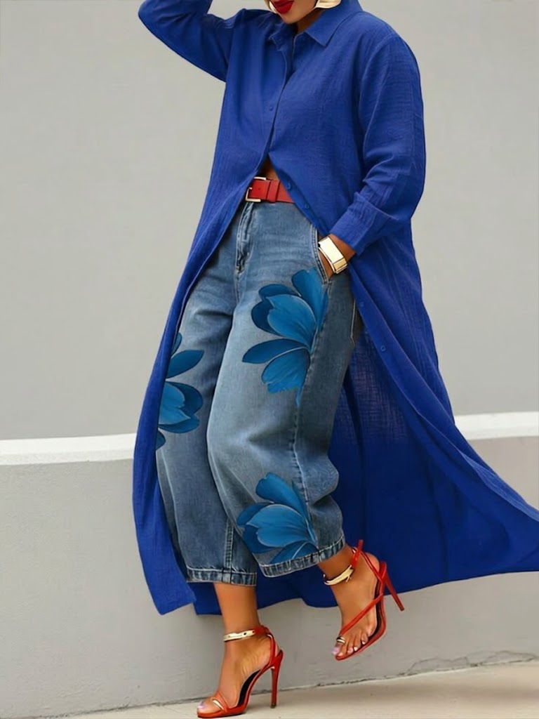 Women Casual Cotton Linen Shirt Dress Long Sleeve Shirt Collar Slim Fit Red Midi Dress