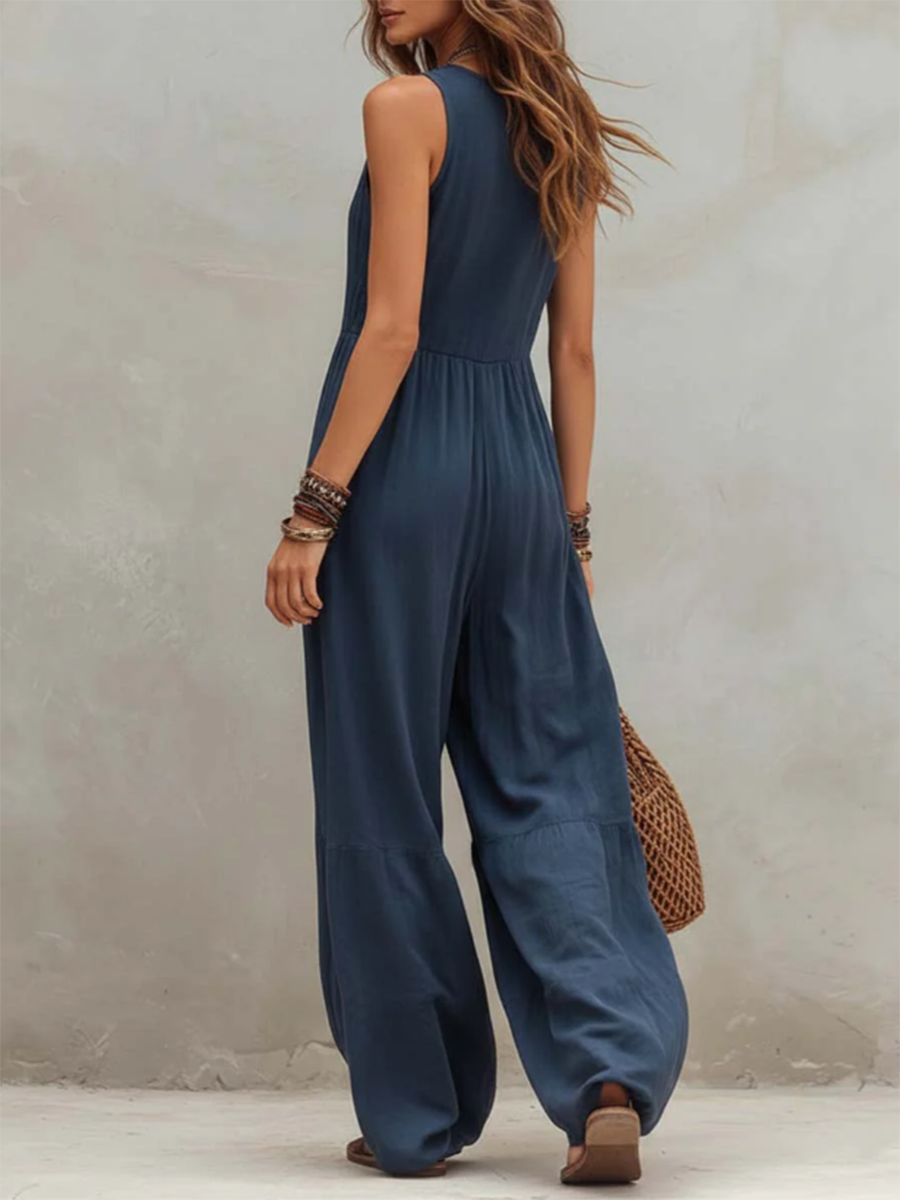 Sexy Ruffled Deep V-neck Jumpsuit