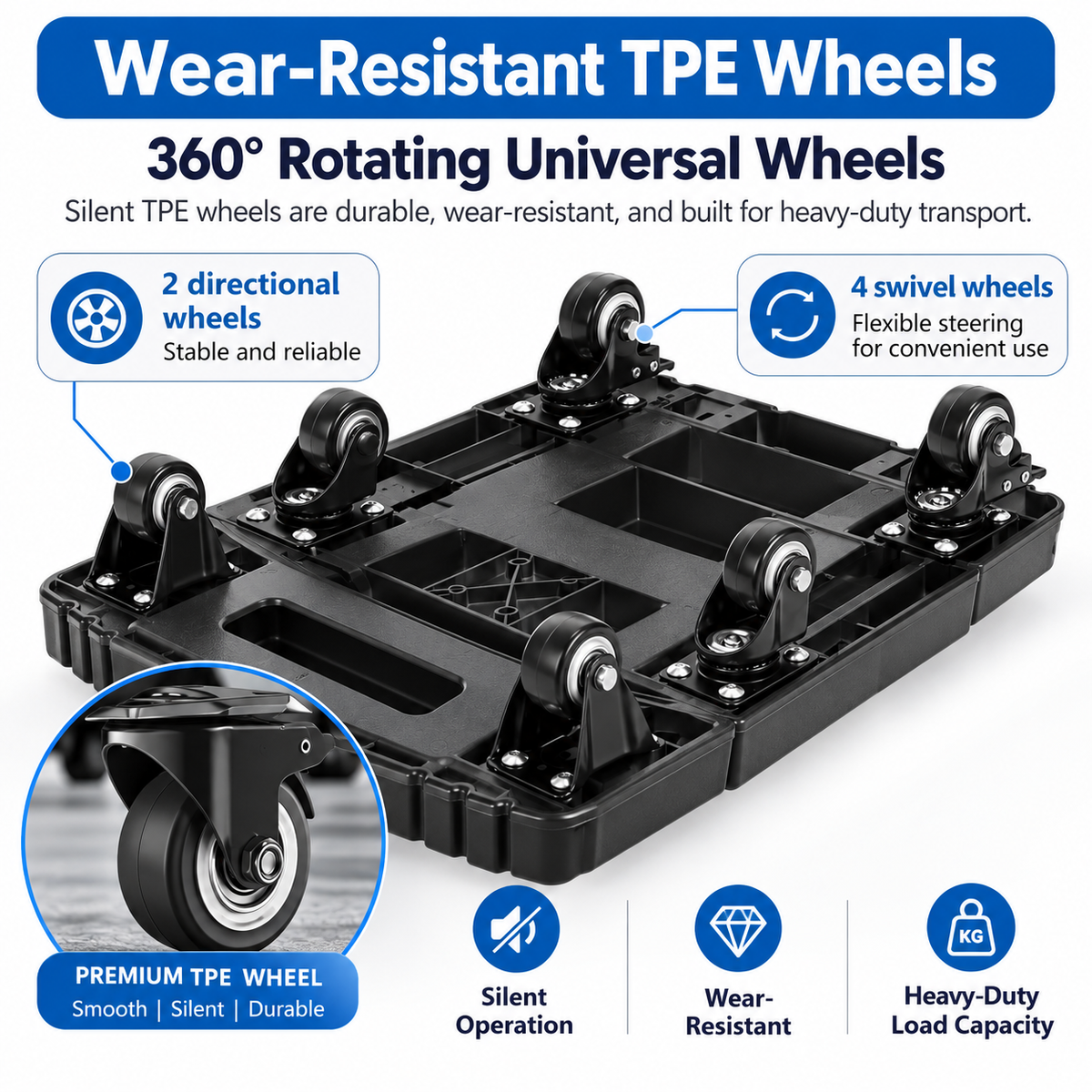 Heavy-Duty Foldable Platform Cart – Expandable Base, Telescopic Handle & Smooth-Rolling Wheels