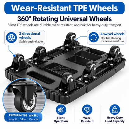 Heavy-Duty Foldable Platform Cart – Expandable Base, Telescopic Handle & Smooth-Rolling Wheels