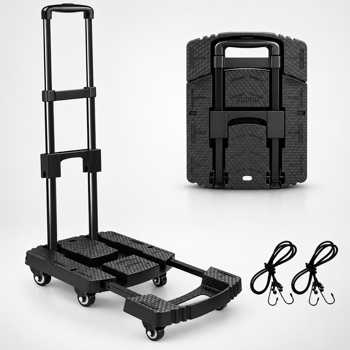 Heavy-Duty Foldable Platform Cart – Expandable Base, Telescopic Handle & Smooth-Rolling Wheels