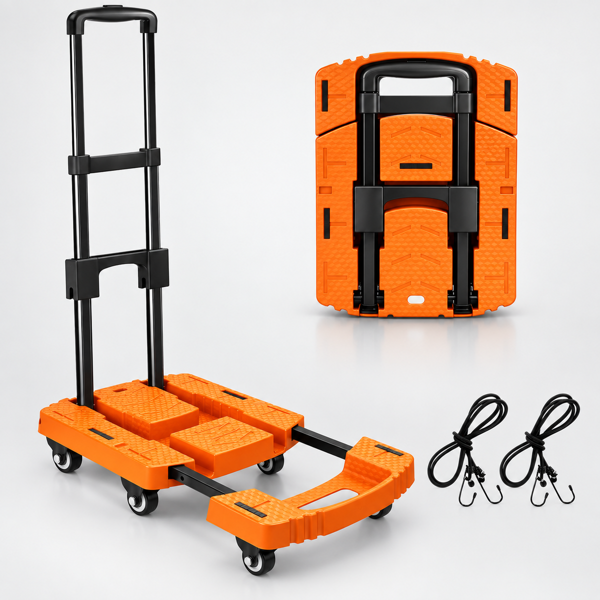 Heavy-Duty Foldable Platform Cart – Expandable Base, Telescopic Handle & Smooth-Rolling Wheels