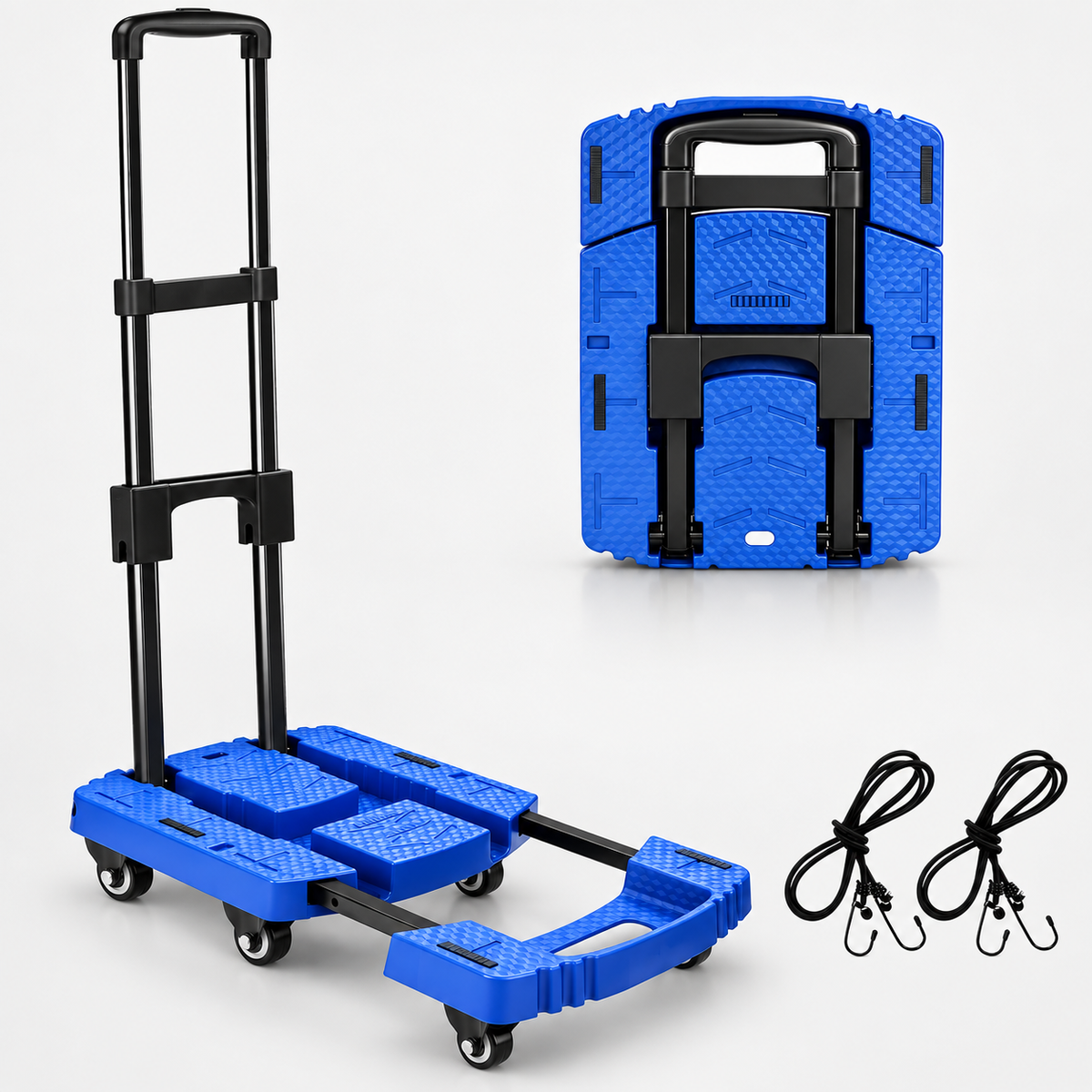 Heavy-Duty Foldable Platform Cart – Expandable Base, Telescopic Handle & Smooth-Rolling Wheels