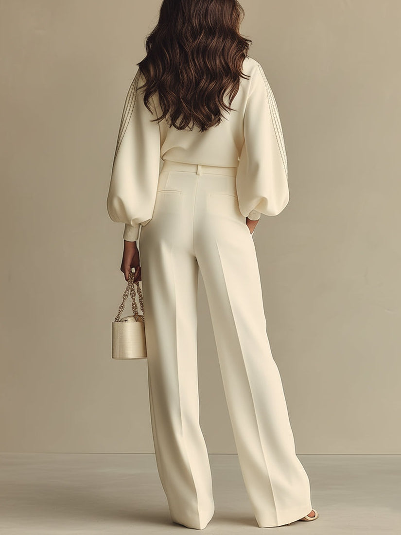 Soft-Touch Wide-Leg Trouser Set