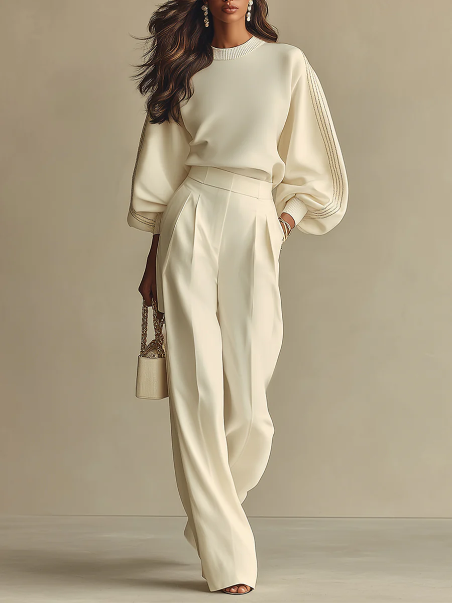 Soft-Touch Wide-Leg Trouser Set
