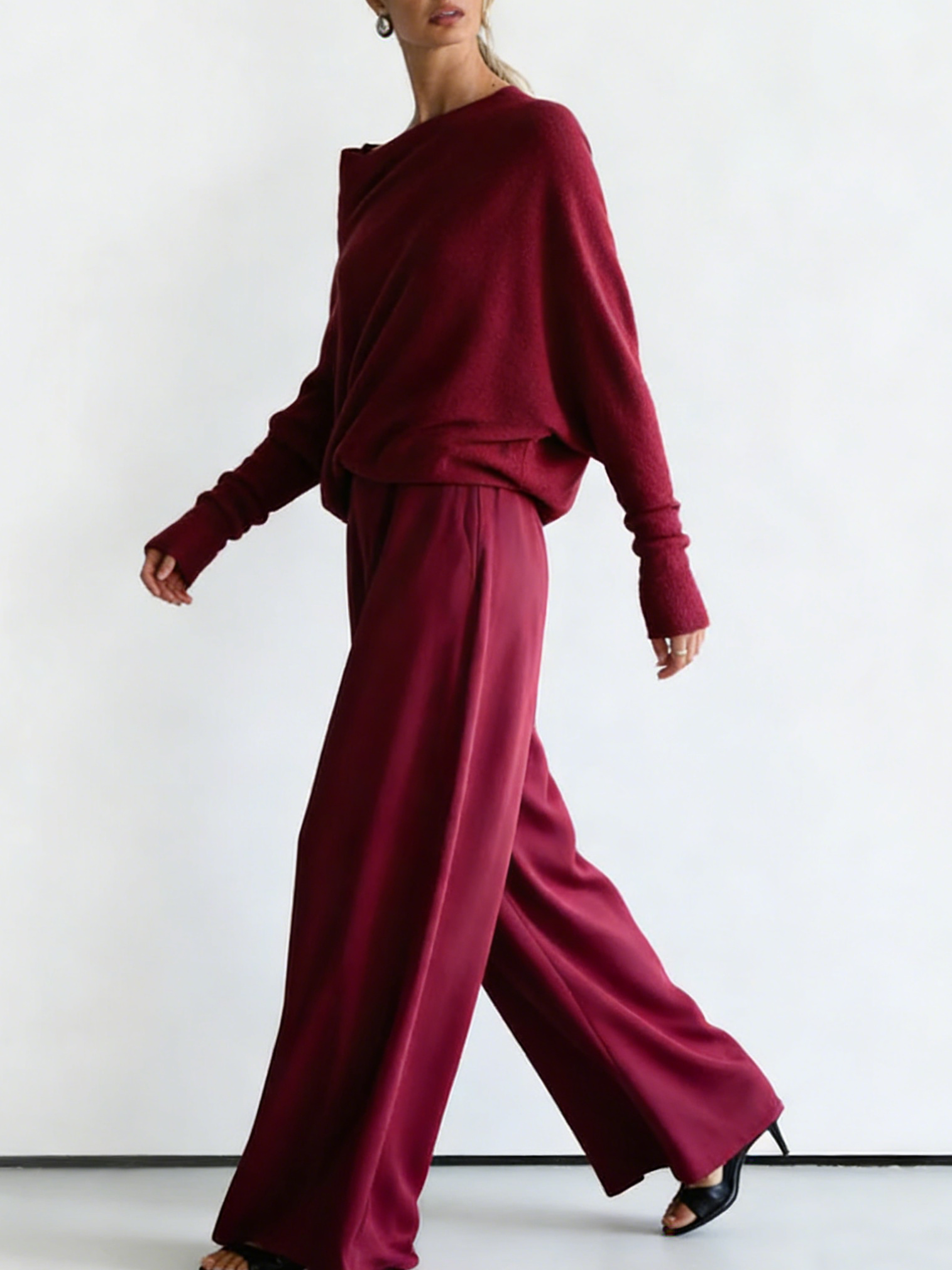 Minimalist Cozy Irregular Sweater And Jumpsuit Set