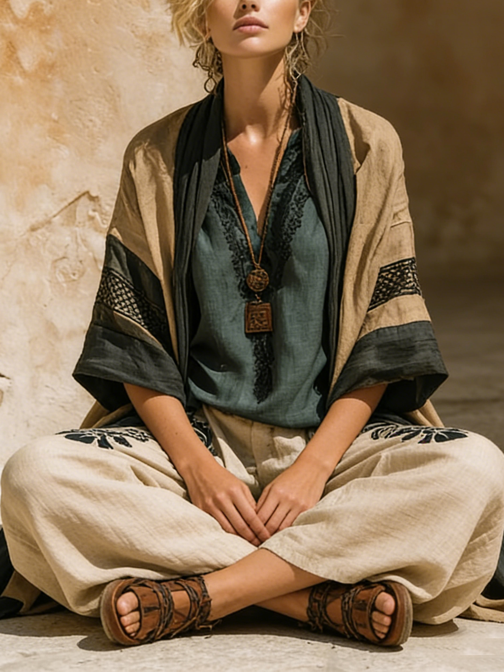 Elegant Cozy Loose Cotton Linen Three-piece Set