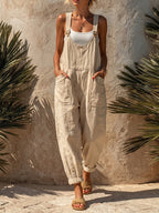 Casual Cotton U-neck Jumpsuit / Overalls