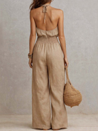 Stylish Boho Mock Neck High-waisted Jumpsuit