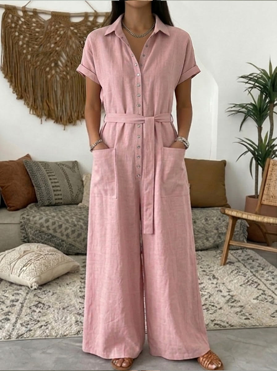 Casual Linen And Cotton Jumpsuits